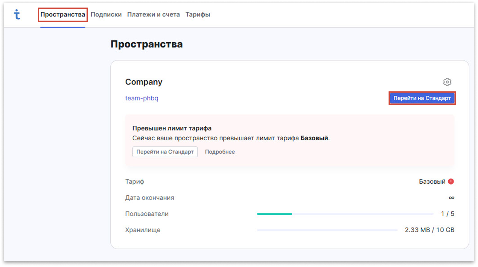 Карточка рабочего пространства в Test IT