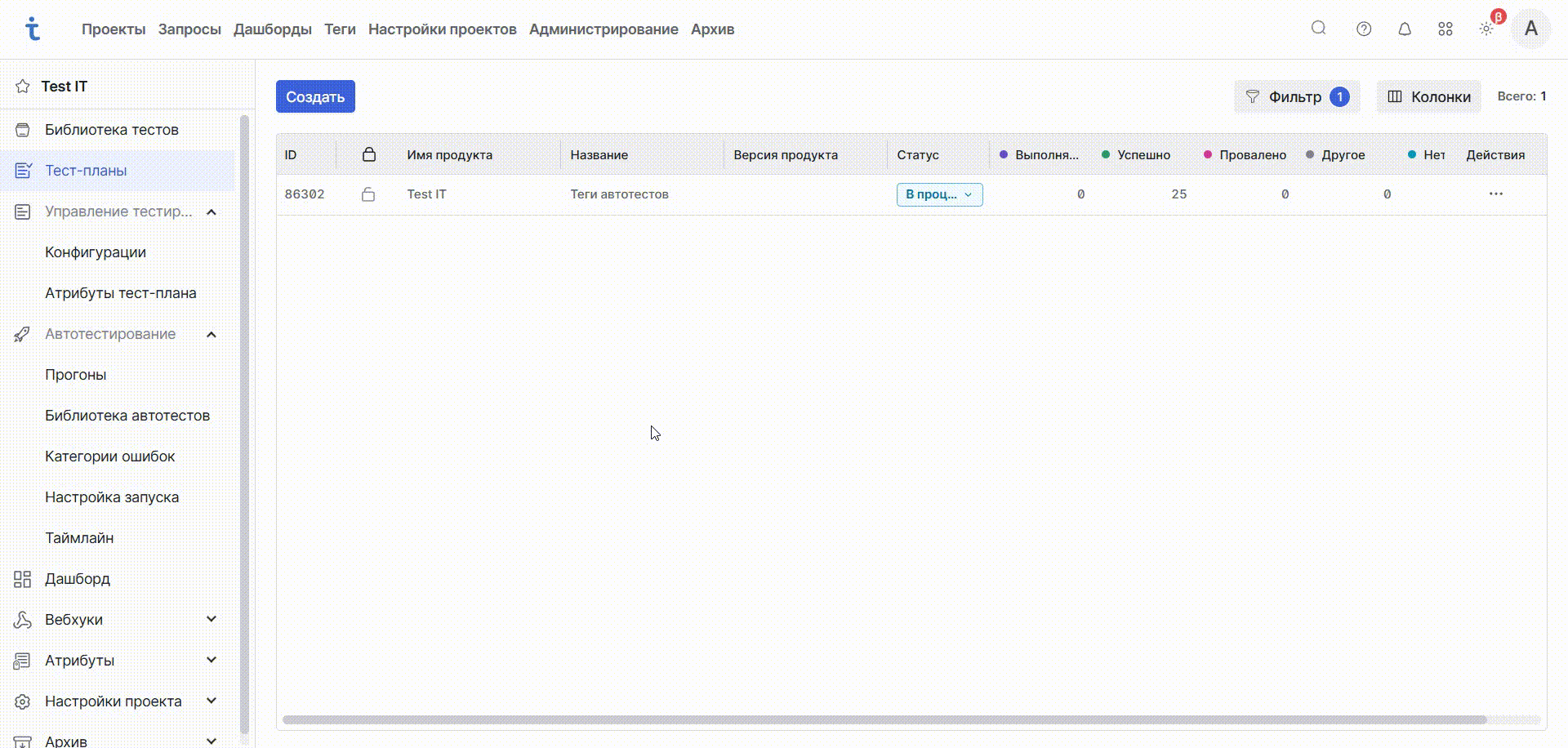 Создание параметров в Test IT