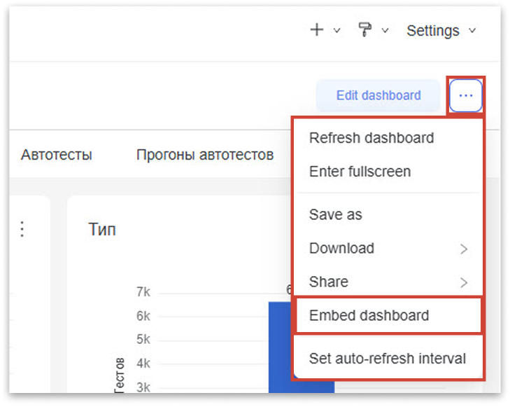 Встраивание дашборда Apache Superset для Test IT